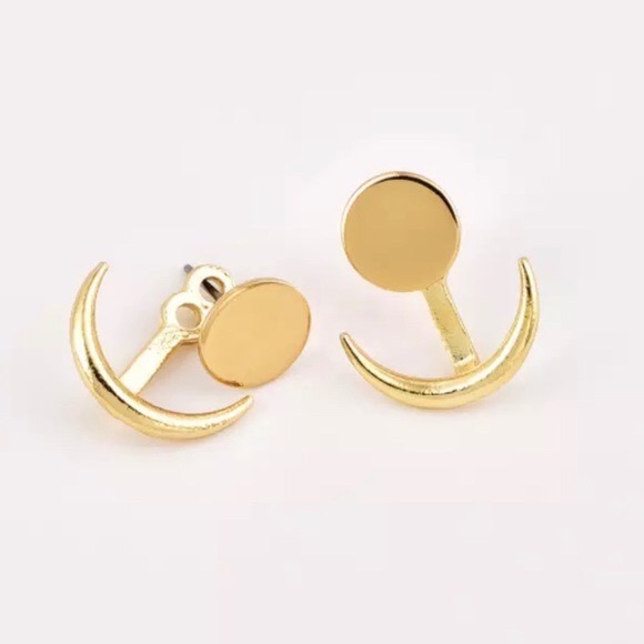 Gold Sun & Crescent Moon Cuff Jacket Earring - Picture 6 of 6